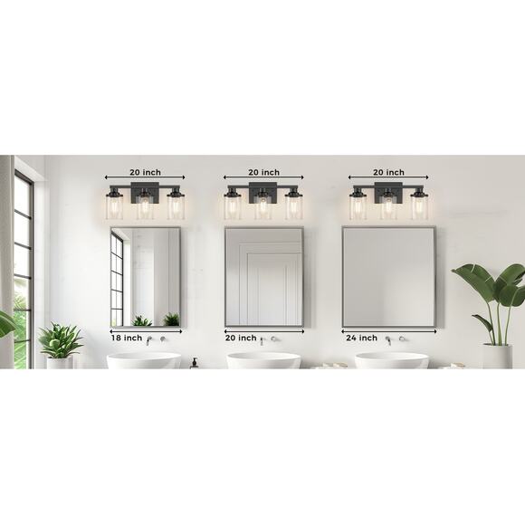#6742 DORESshop 20 Inch Bathroom Light Fixtures, 3-Light Black Bathroom Lighting - Picture 9 of 9